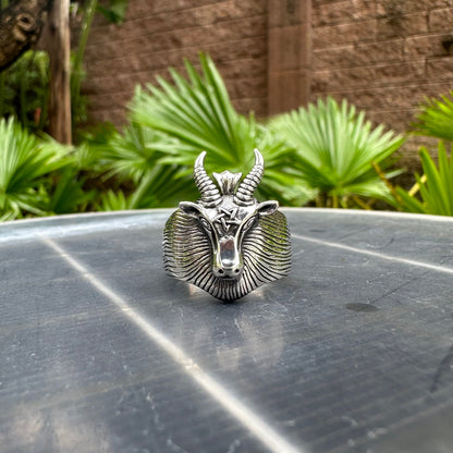 Goat Head Satanic Inverted Wiccan Ring