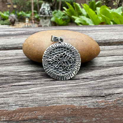 Viking Wolf Rune Circle Pendant/Necklace