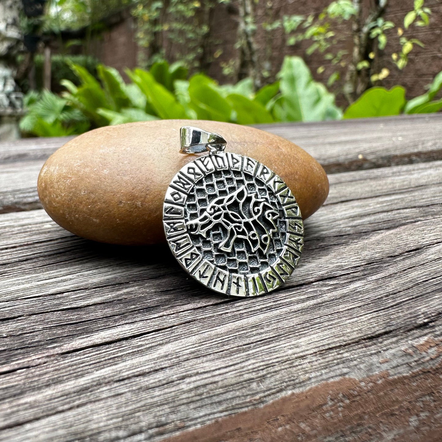 Viking Wolf Rune Circle Pendant/Necklace