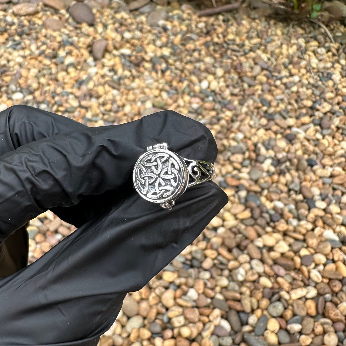 Viking Celtic Knot Triquetra Locket Ring