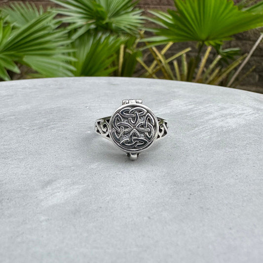 Viking Celtic Knot Triquetra Locket Ring