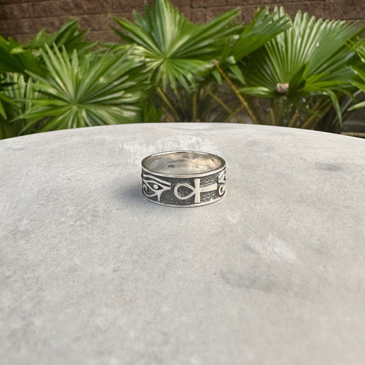 Ankh & Egypt Eye of Horus Band Ring