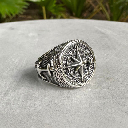 North Star Compass Sailor Anchor Ring