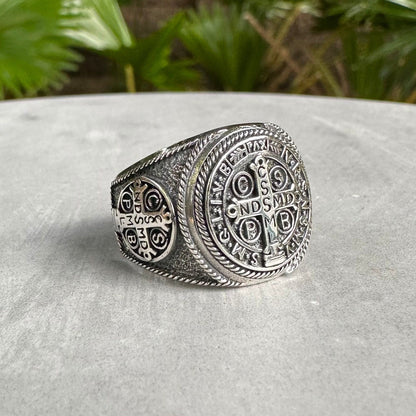 Saint Benedict Cross Christian Crucifix Ring