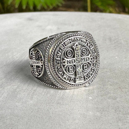 Saint Benedict Cross Christian Crucifix Ring
