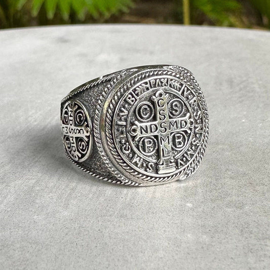 Saint Benedict Cross Christian Crucifix Ring
