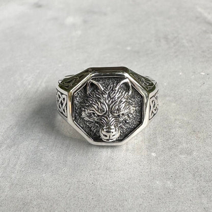 Viking Fenrir Wolf Norse Celtic Knot Ring