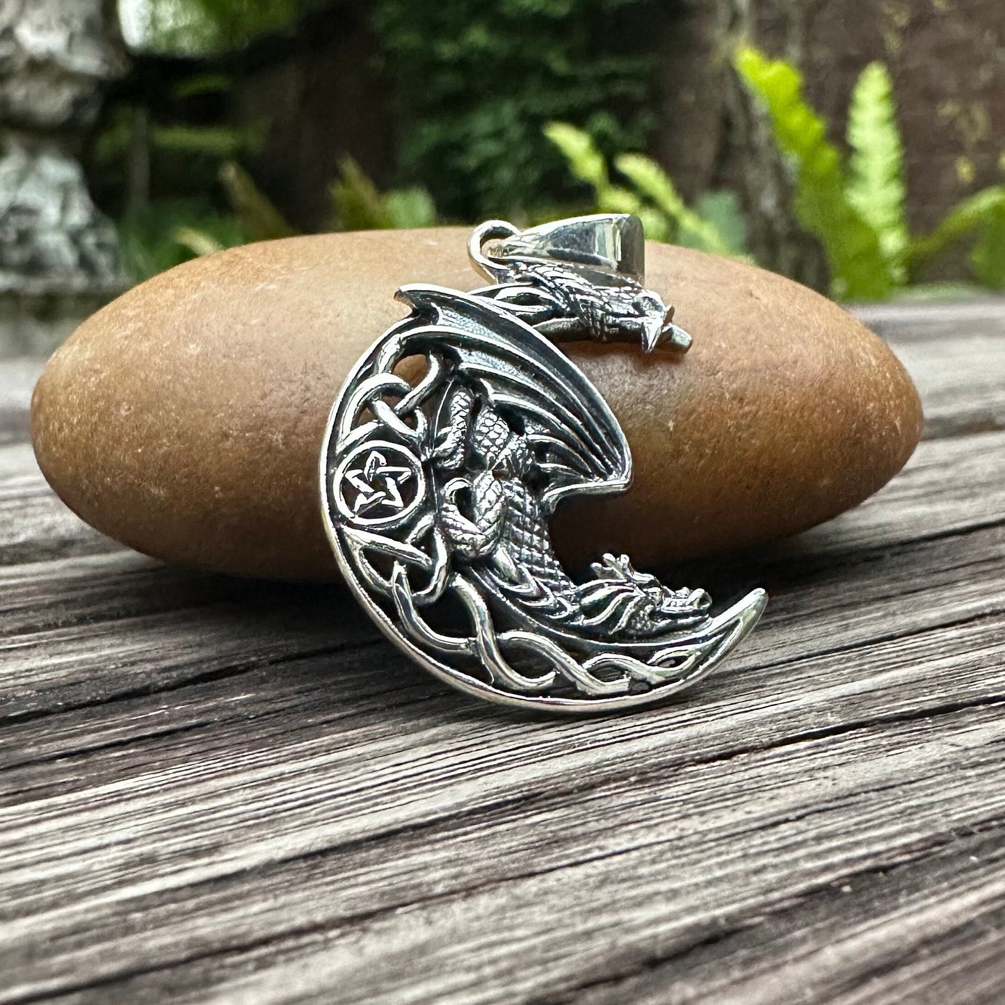 Dragon Celtic Crescent Moon Basilisk Pendant/Necklace