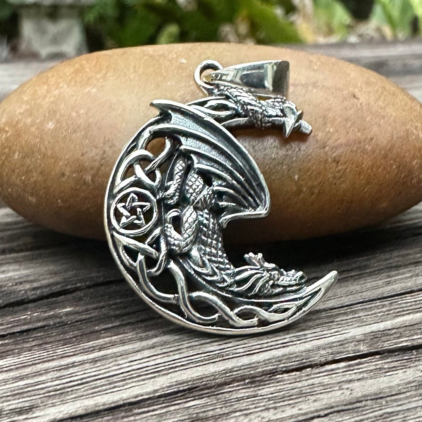 Dragon Celtic Crescent Moon Basilisk Pendant/Necklace