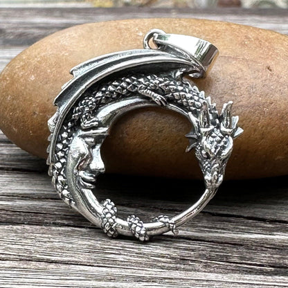 Dragon Crescent Moon Pendant/Necklace