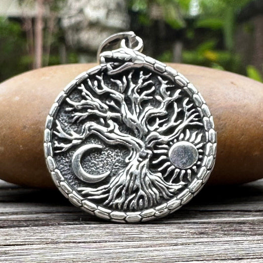 Tree of Life Celtic Yggdrasil Ouroboros World Snake Pendant/Necklace
