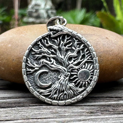 Tree of Life Celtic Yggdrasil Ouroboros World Snake Pendant/Necklace
