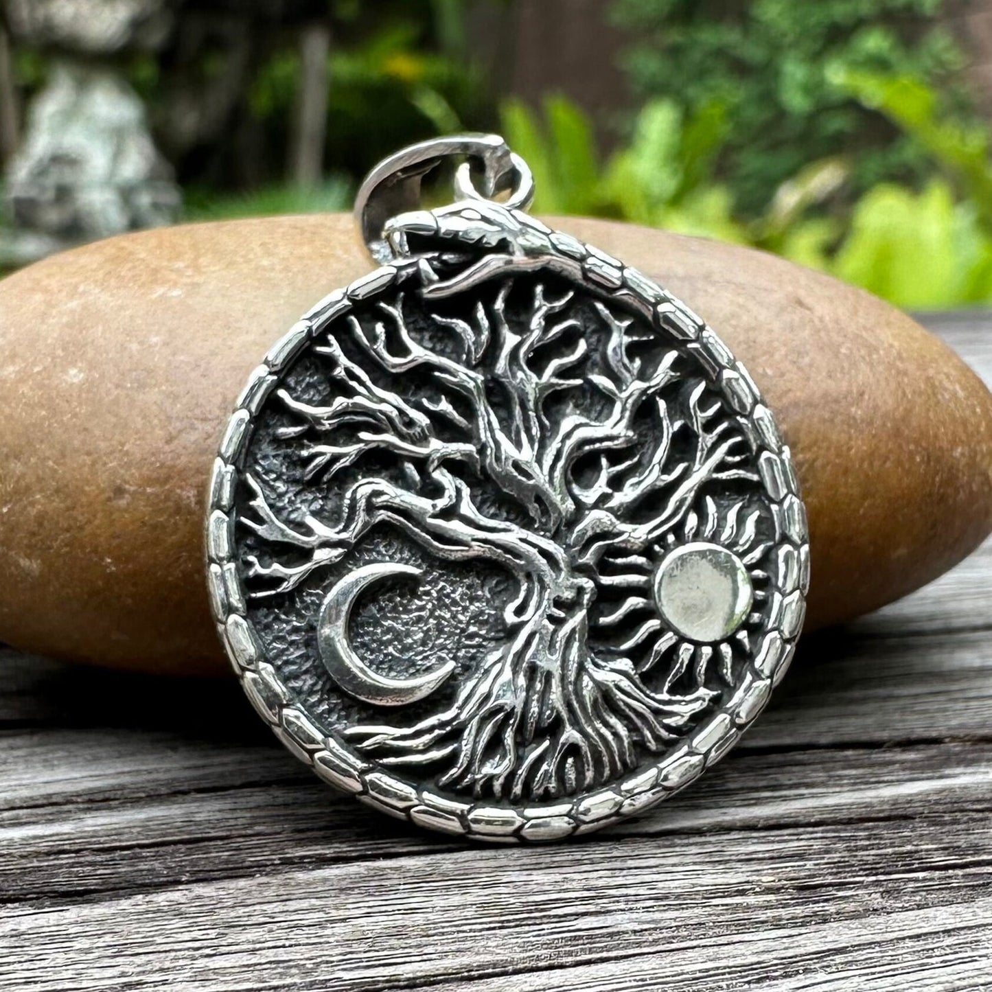 Tree of Life Celtic Yggdrasil Ouroboros World Snake Pendant/Necklace