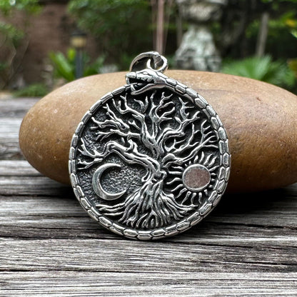 Tree of Life Celtic Yggdrasil Ouroboros World Snake Pendant/Necklace