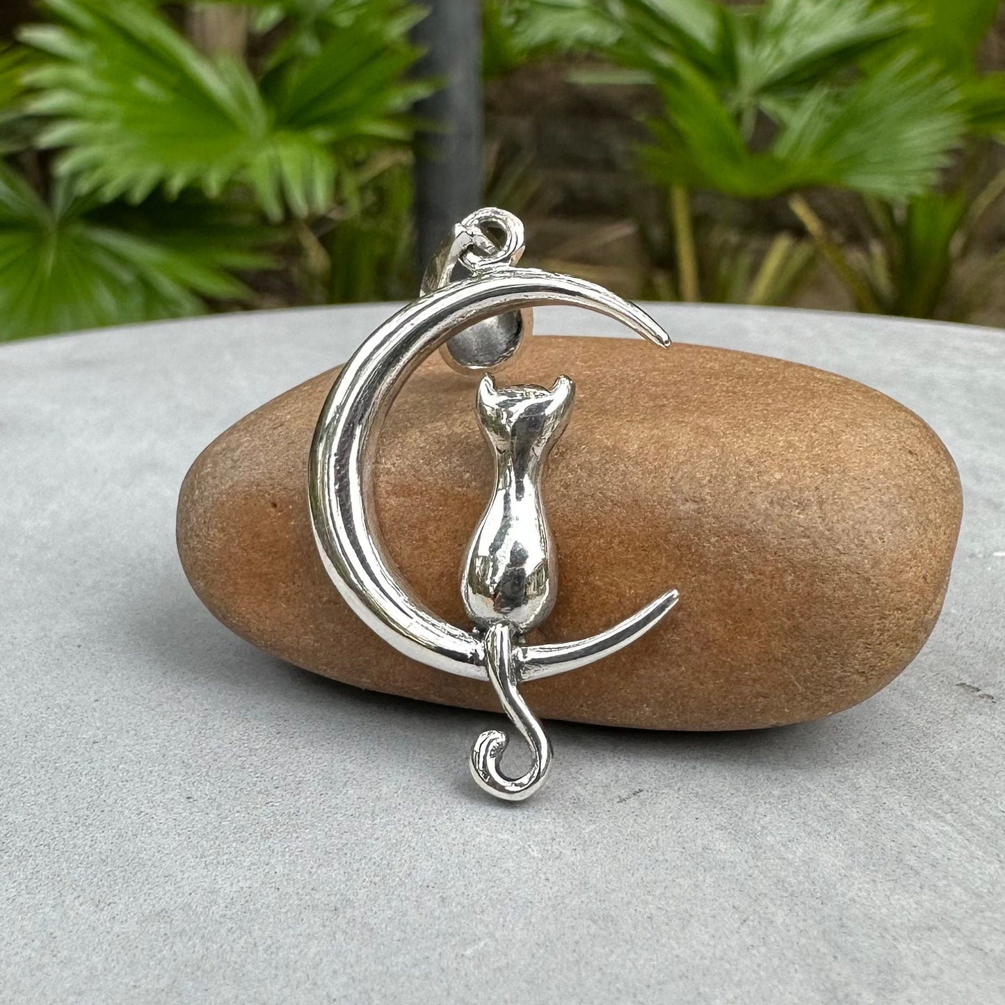 Cat & Crescent Moon Pendant/Necklace