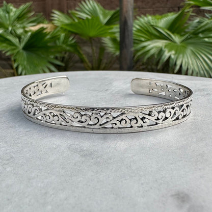 Bali Flower Inspired Design Cuff Bracelet