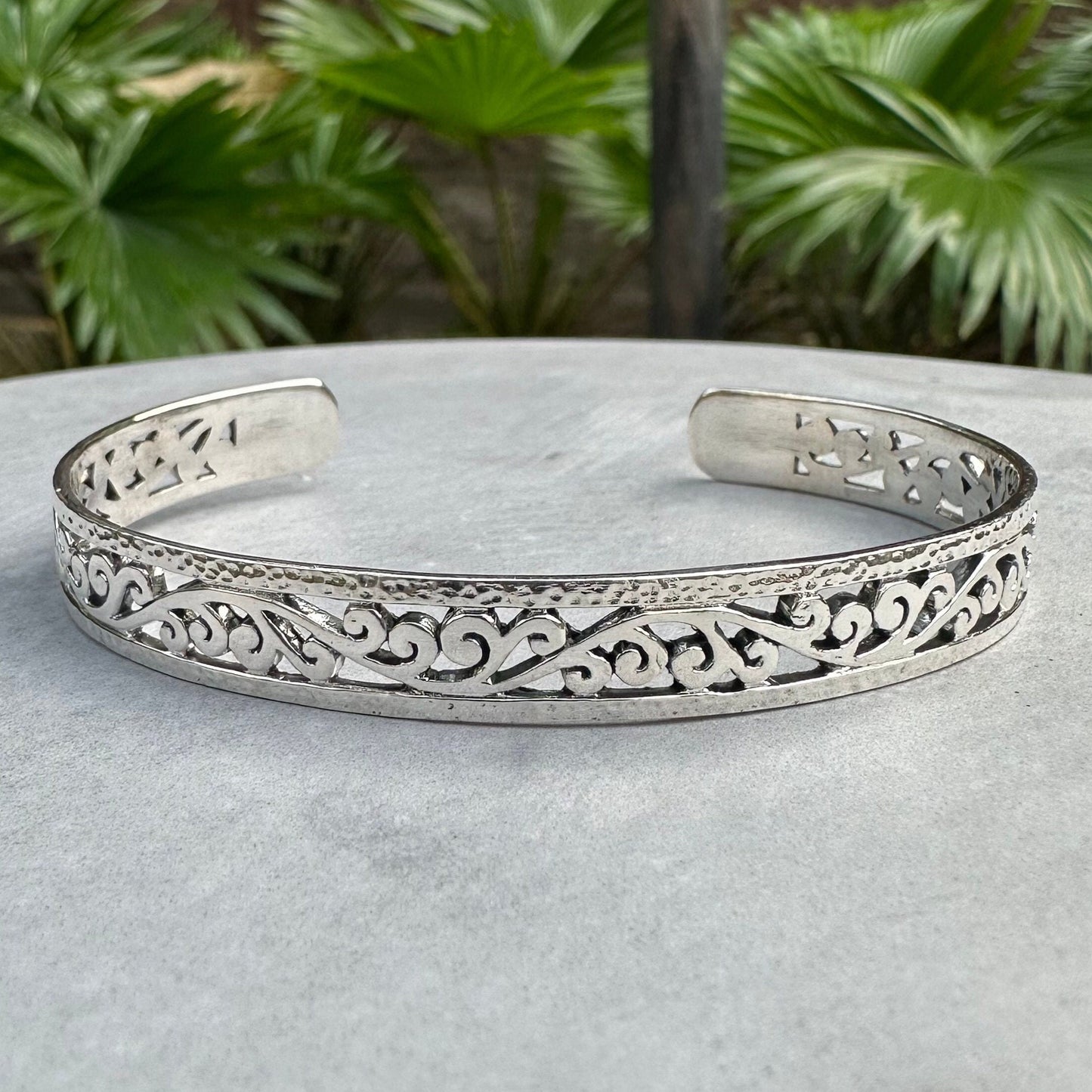 Bali Flower Inspired Design Cuff Bracelet