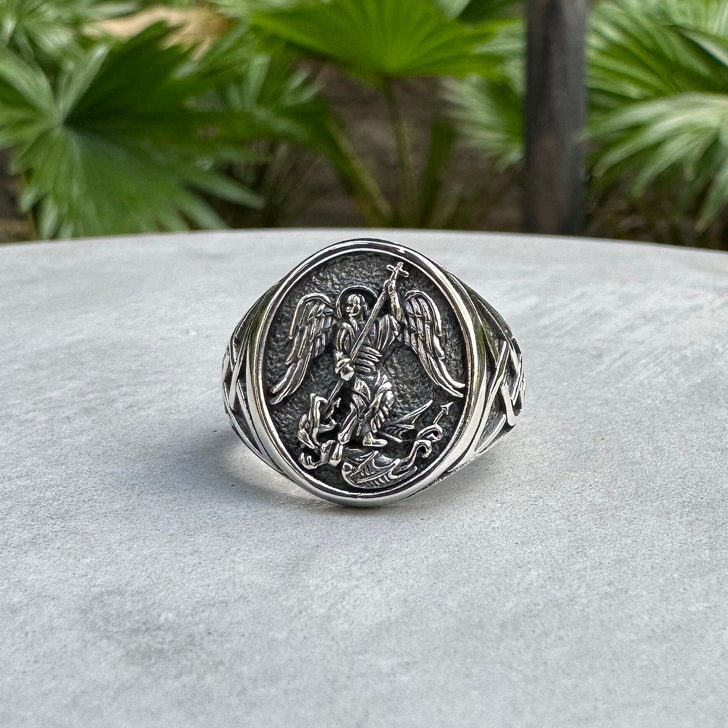 Archangel Saint Michael Guardian Angel Christian Knight Ringล