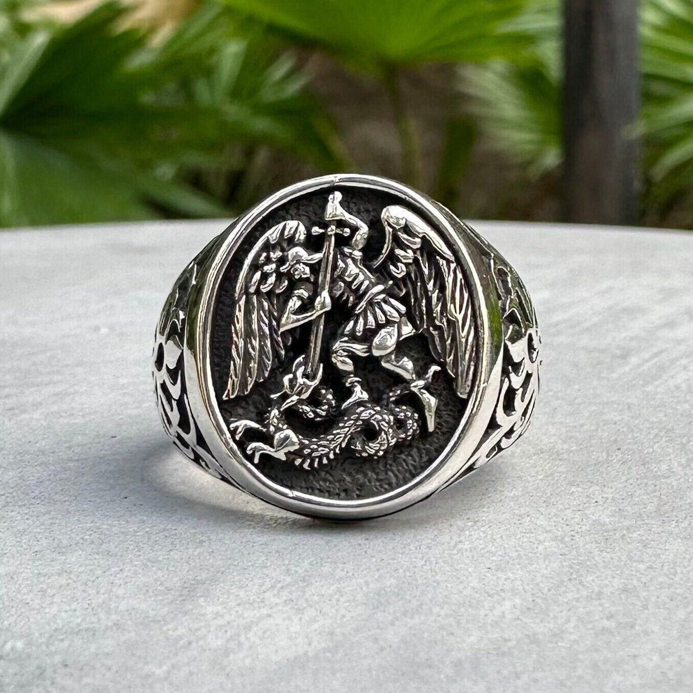 Saint George Legendary Dragon Slaying Christian Knight Ring