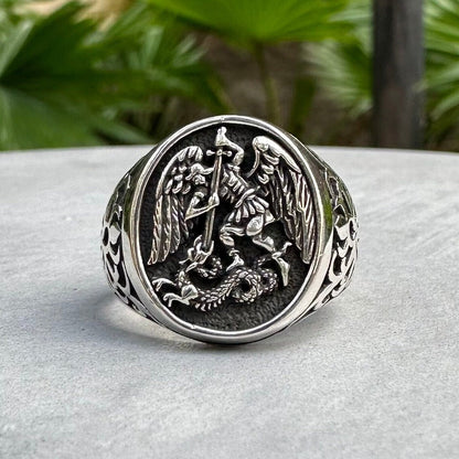 Saint George Legendary Dragon Slaying Christian Knight Ring
