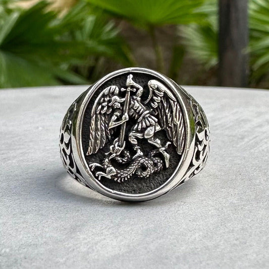 Saint George Legendary Dragon Slaying Christian Knight Ring