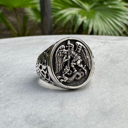 Saint George Legendary Dragon Slaying Christian Knight Ring