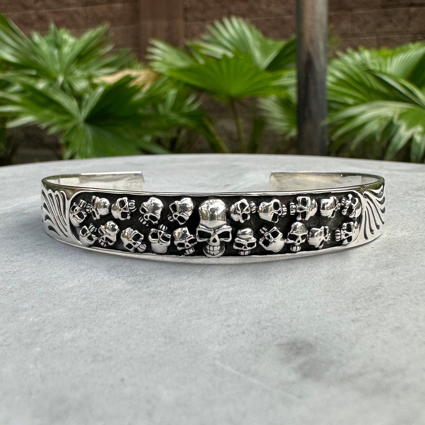Skull Skeleton Gothic Punk Biker Cuff Bracelet