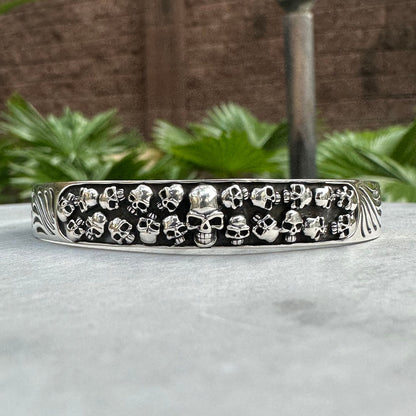Skull Skeleton Gothic Punk Biker Cuff Bracelet
