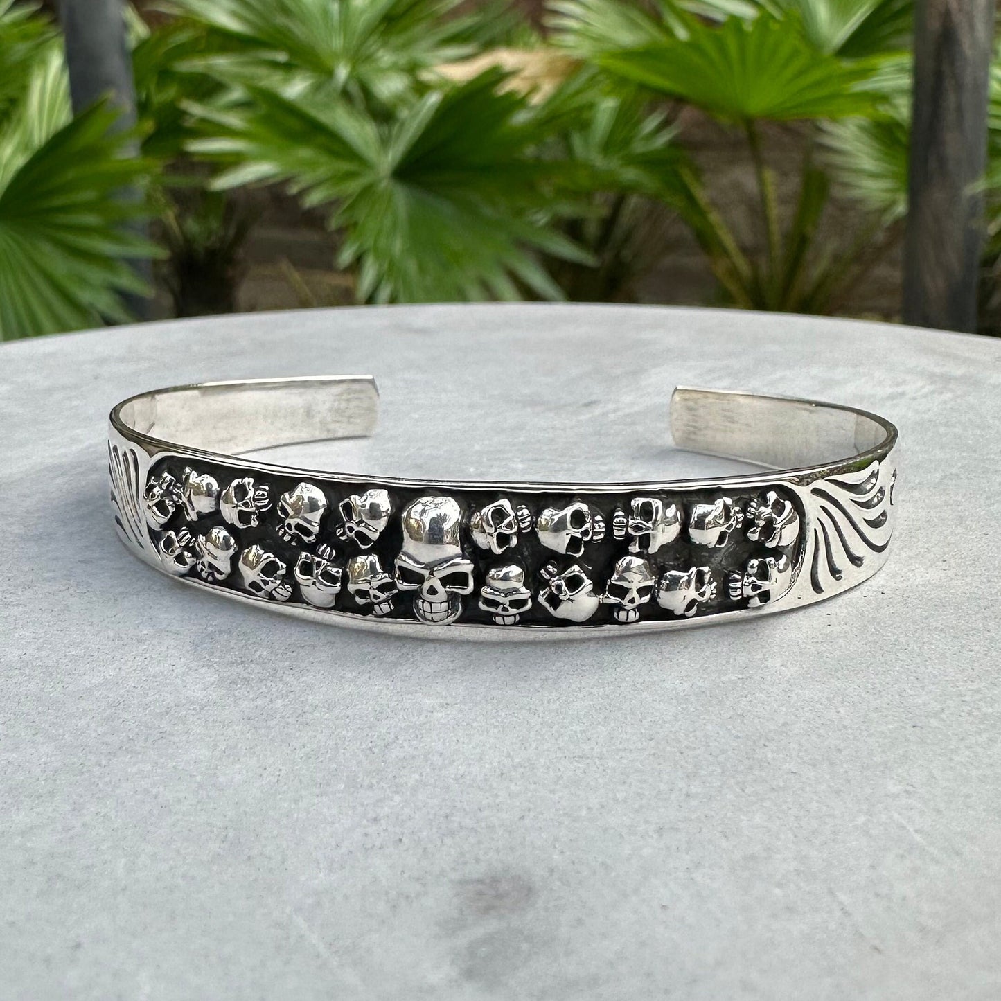 Skull Skeleton Gothic Punk Biker Cuff Bracelet