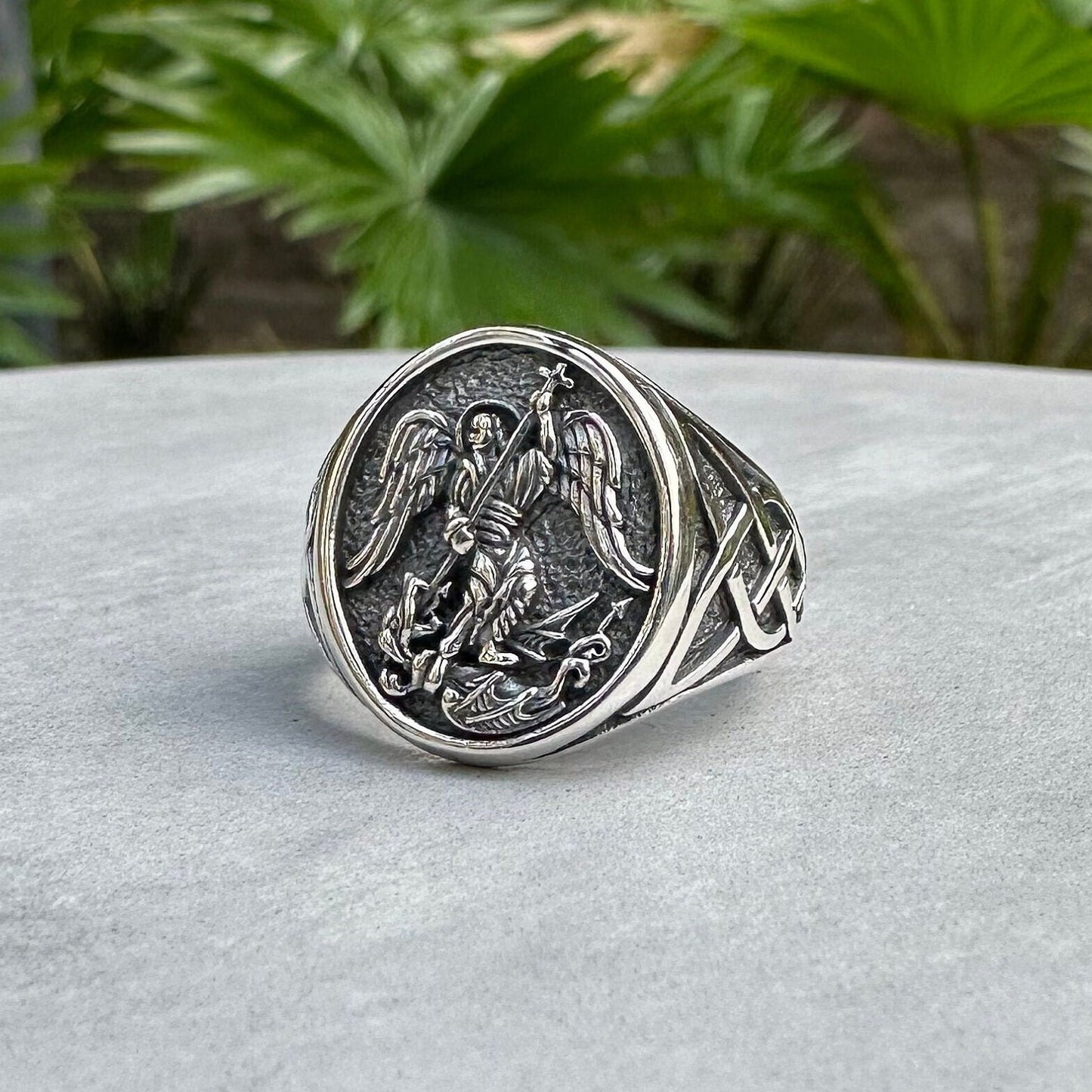 Archangel Saint Michael Guardian Angel Christian Knight Ringล