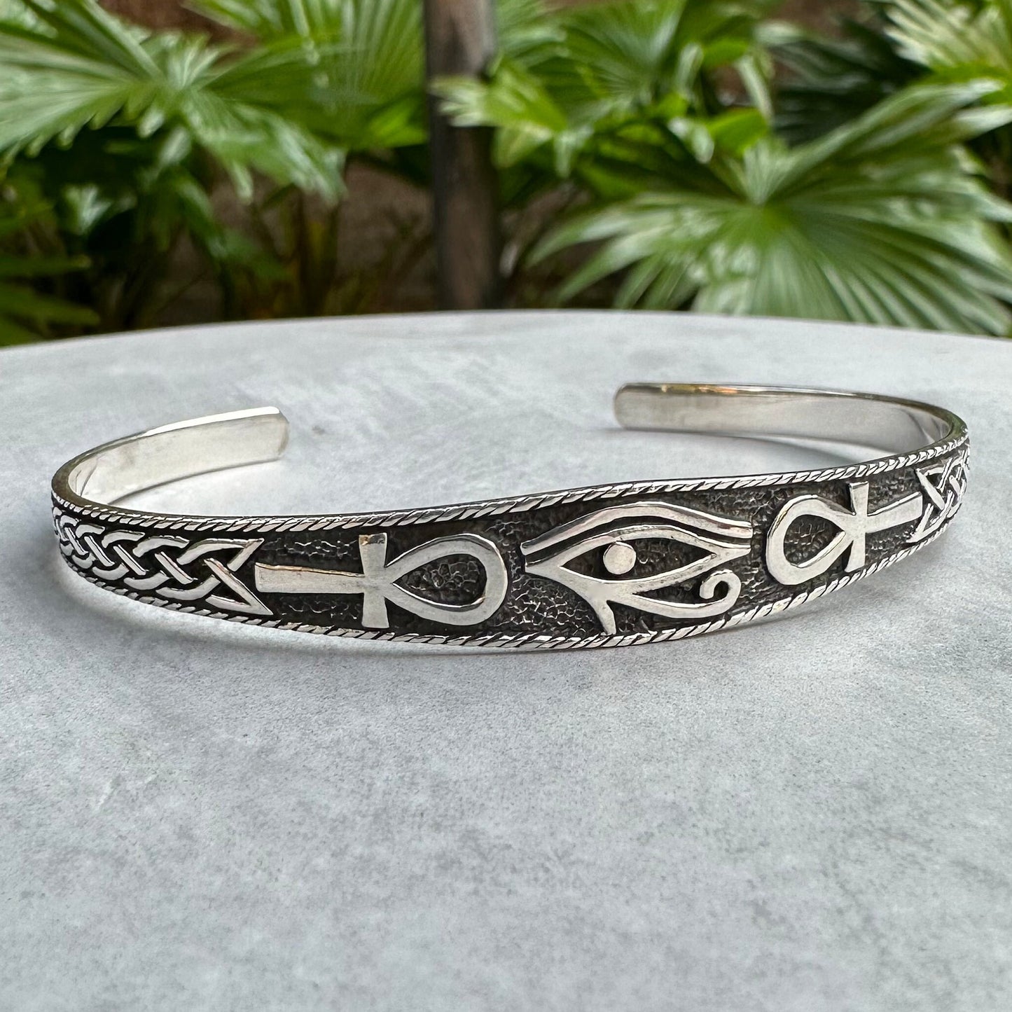 Egyptian Eye of Horus Ankh Cross Cuff Bracelet