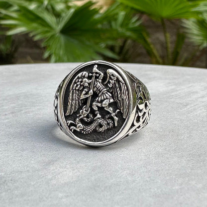 Saint George Legendary Dragon Slaying Christian Knight Ring