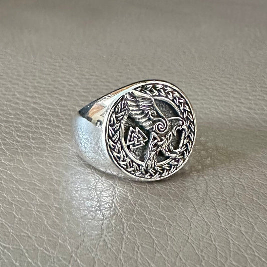 Celtic Knot Design Odin's Raven Companion Viking Ring
