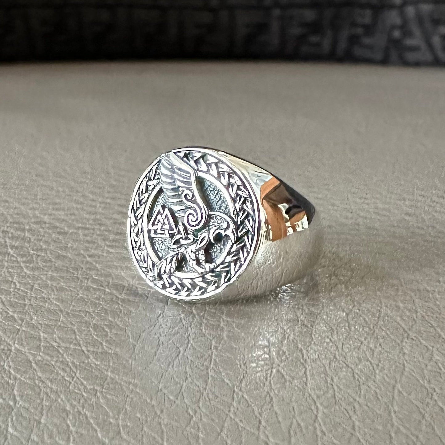 Celtic Knot Design Odin's Raven Companion Viking Ring