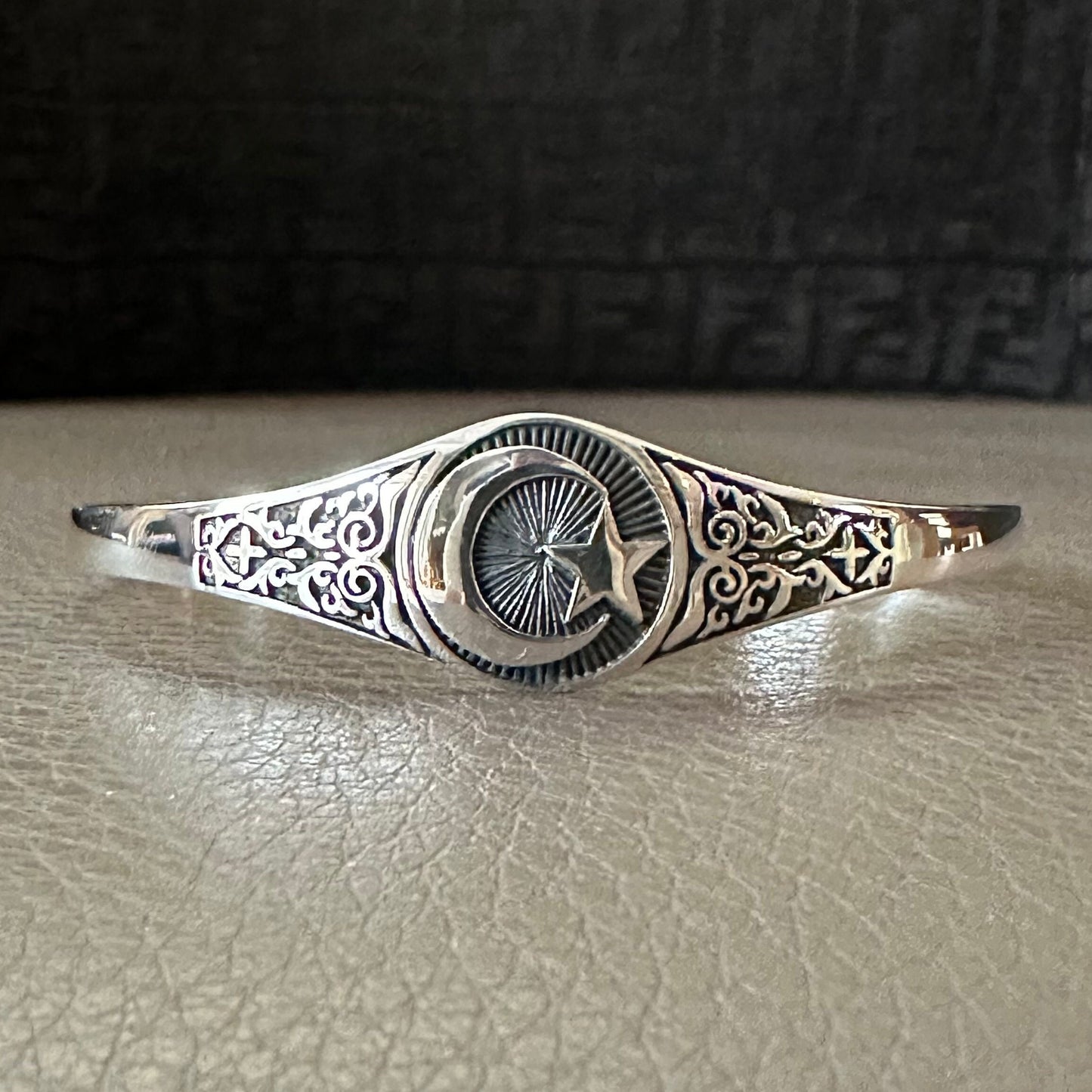 Star & Crescent Moon Islam Religion Symbol Ottoman Empire Cuff Bracelet
