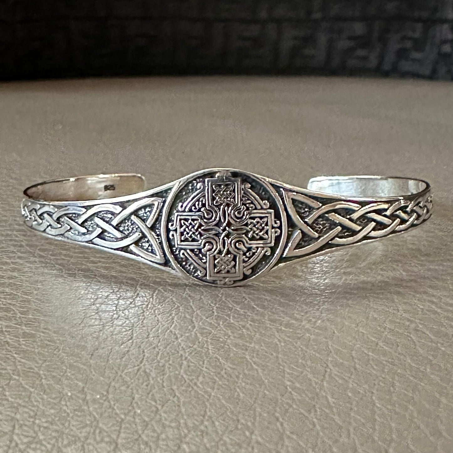 Celtic Cross Viking Irish Cross Nimbus Celtic Knot Design Cuff Bracelet