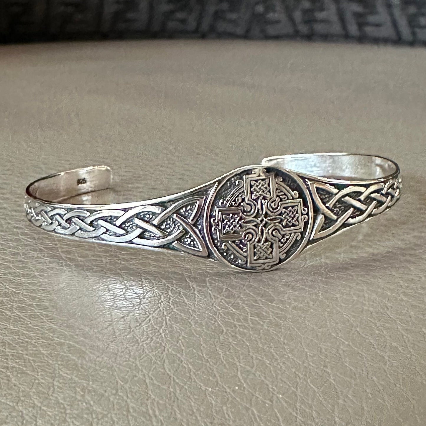 Celtic Cross Viking Irish Cross Nimbus Celtic Knot Design Cuff Bracelet