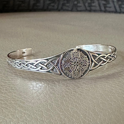 Celtic Cross Viking Irish Cross Nimbus Celtic Knot Design Cuff Bracelet