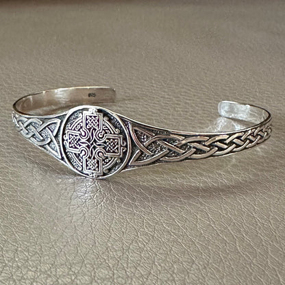 Celtic Cross Viking Irish Cross Nimbus Celtic Knot Design Cuff Bracelet