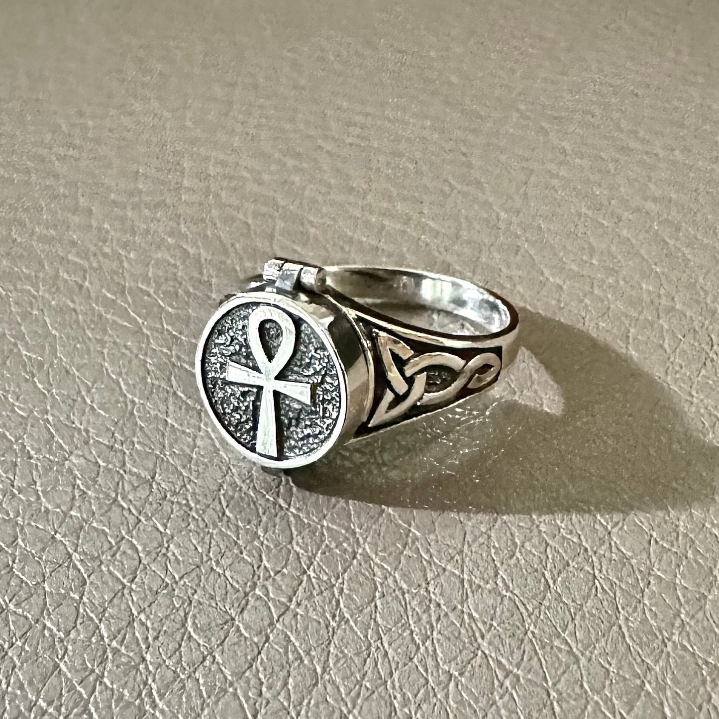 Ankh Egyptian Cross Key of Life  Locket Ring