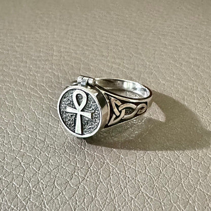 Ankh Egyptian Cross Key of Life  Locket Ring