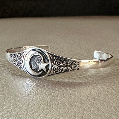Star & Crescent Moon Islam Religion Symbol Ottoman Empire Cuff Bracelet