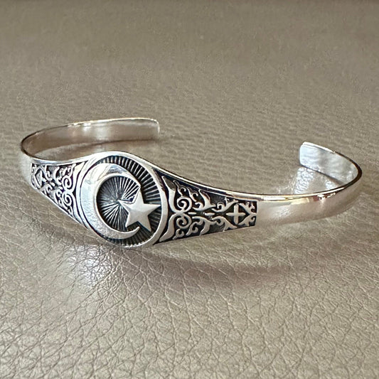 Star & Crescent Moon Islam Religion Symbol Ottoman Empire Cuff Bracelet