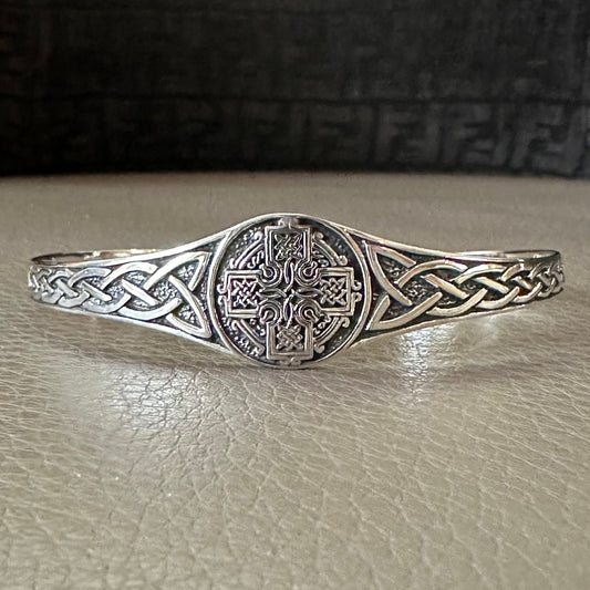 Celtic Cross Viking Irish Cross Nimbus Celtic Knot Design Cuff Bracelet