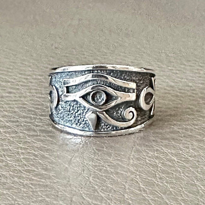 Egypt Eye & Ankh Eye of Horus Falcon God Ring