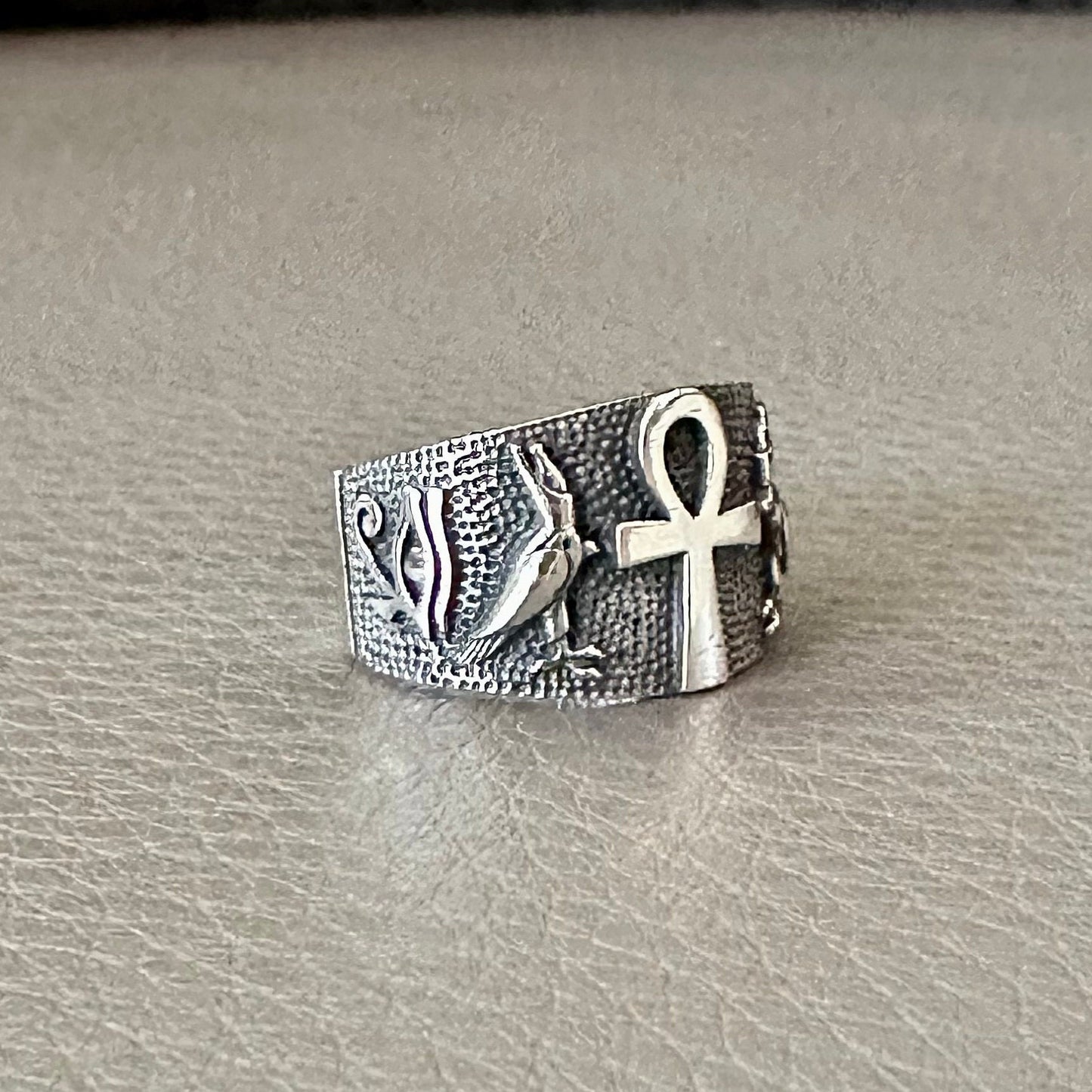 Ankh Egyptian Cross Eye of Horus Ring