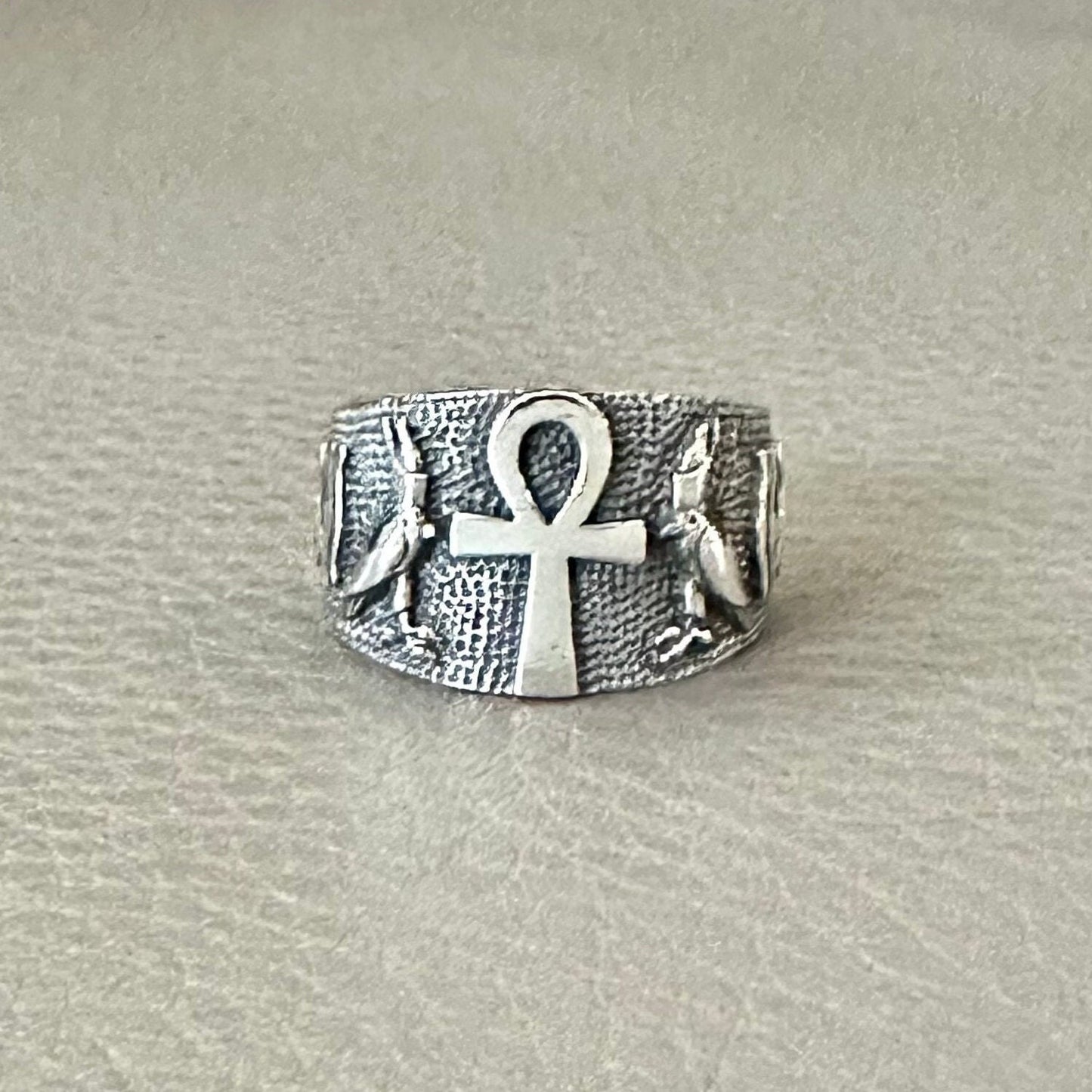 Ankh Egyptian Cross Eye of Horus Ring