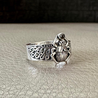 Scarab Onyx Stone Egyptian Beetle Bug Ring
