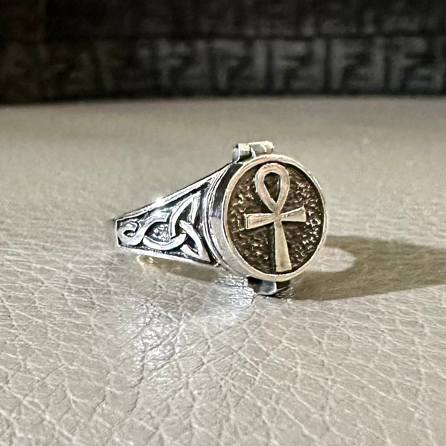 Ankh Egyptian Cross Key of Life  Locket Ring