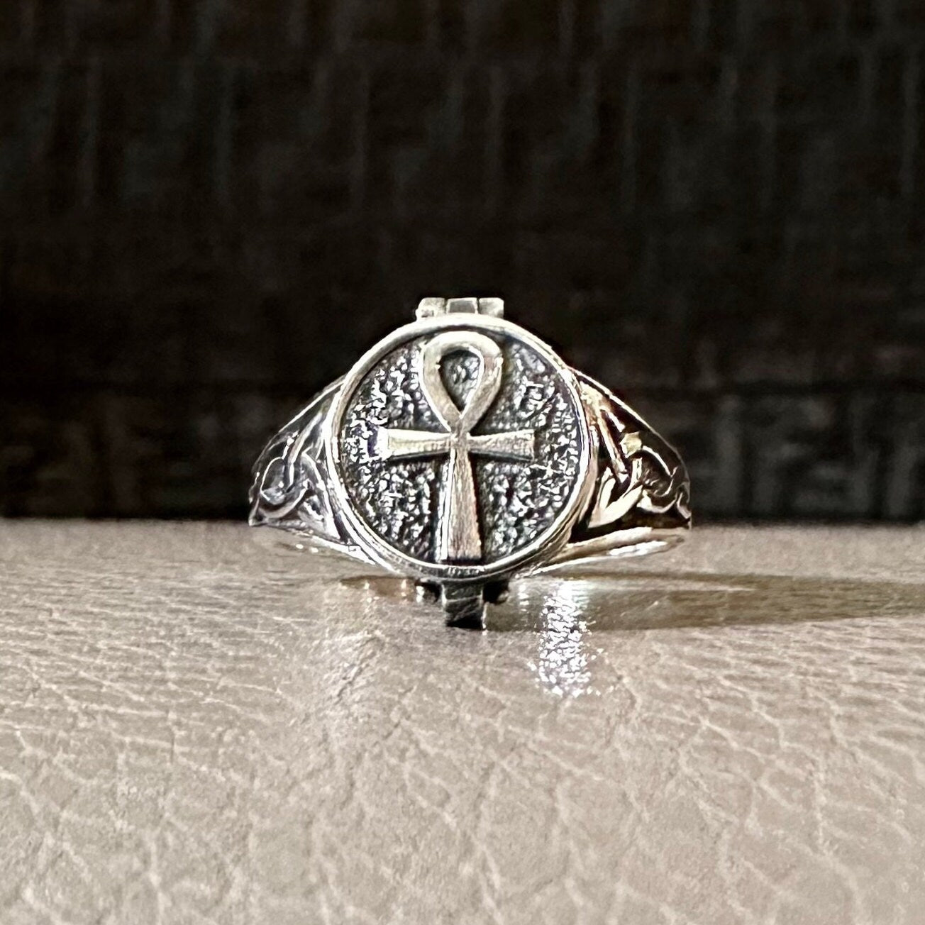 Ankh Egyptian Cross Key of Life  Locket Ring
